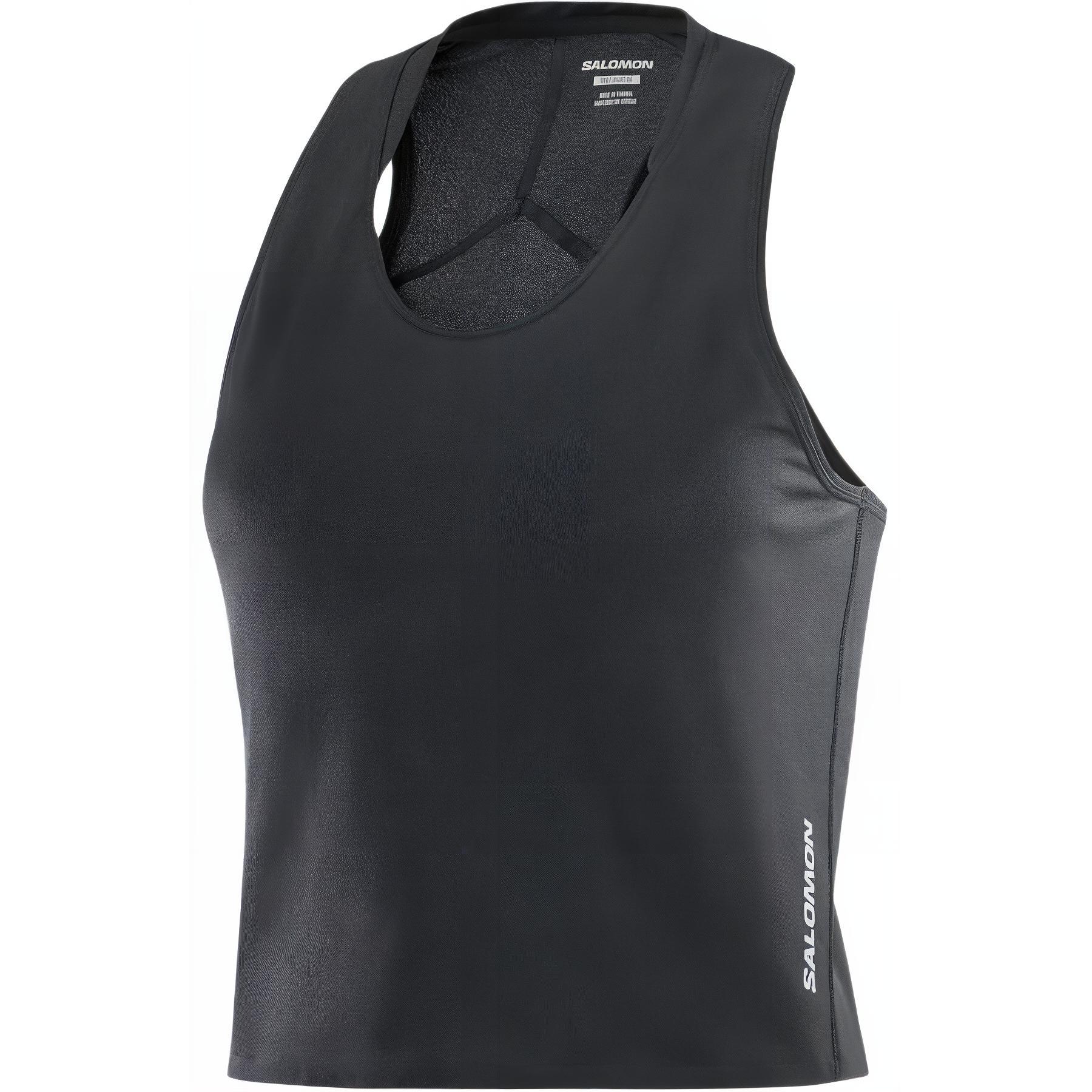(Women) Salomon Black Solid Color Breathable Running Vest LC2190800