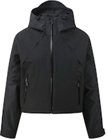 (Women) Salomon Black Solid Color Hooded Raglan Sleeve Short Jacket C28177 (Women) Salomon Black Solid Color Hooded Raglan Sleeve Short Jacket C28177