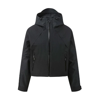 (Women) Salomon Black Solid Color Hooded Raglan Sleeve Short Jacket C28177