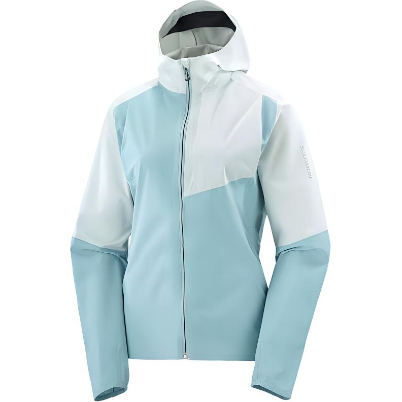 (Women) Salomon Bonatti Trail Colorblock Waterproof Hooded Jacket - Aromatic Blue LC2175600