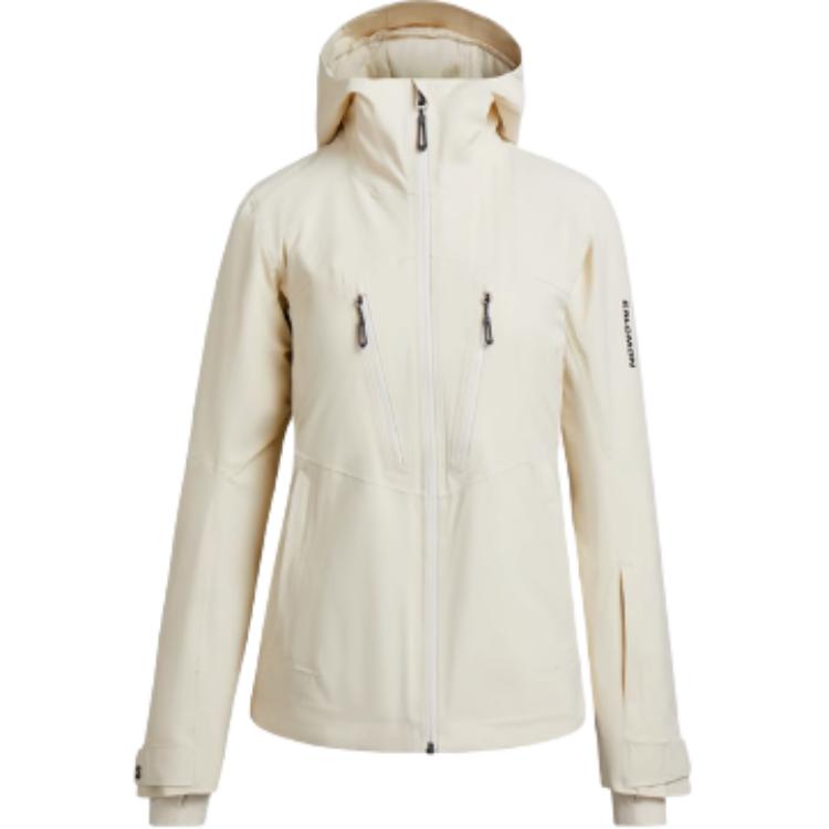 (Women) Salomon Brilliant Snow Waterproof Hooded Jacket Gardenia White C23339