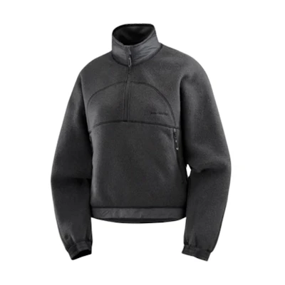 (Women) Salomon Chroma Half-Zip Sweatshirt Black High-Collar Casual Pullover LC2273900