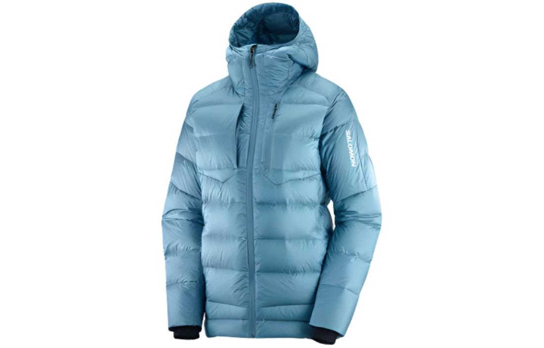 (Women) SALOMON Elixir Ultra Blue Hooded Down Jacket with Logo Zipper LC2107600