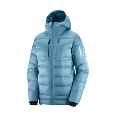 (Women) SALOMON Elixir Ultra Blue Hooded Down Jacket with Logo Zipper LC2107600