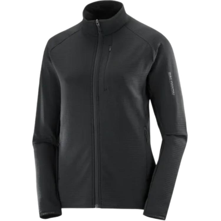 (Women) Salomon Essential Lightwarm Black Full-Zip Long Sleeve Jacket LC2225100