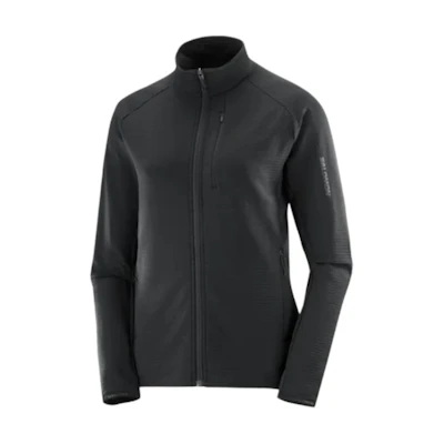 (Women) Salomon Essential Lightwarm Black Full-Zip Long Sleeve Jacket LC2225100