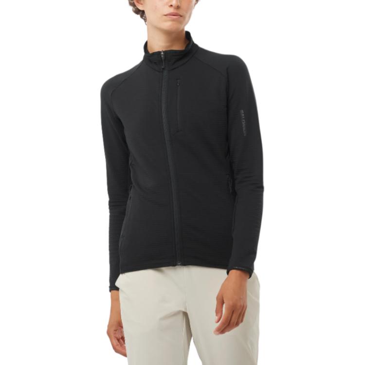 Lookbook (Women) Salomon Essential Lightwarm Black Full-Zip Long Sleeve Jacket LC2225100