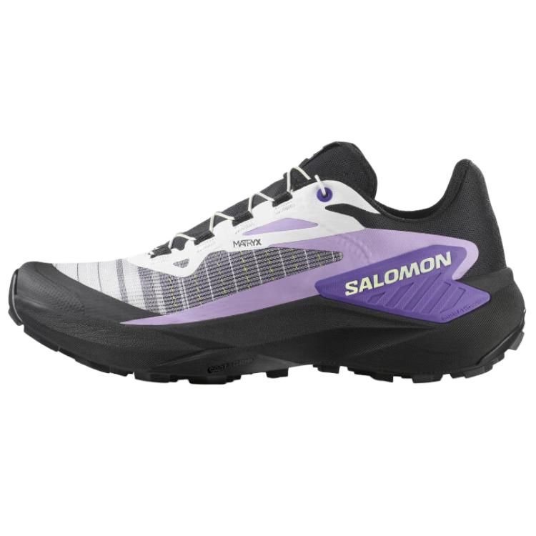 (Women) Salomon Genesis Black Purple Lightweight Cushioned Trail Running Shoes 477673
