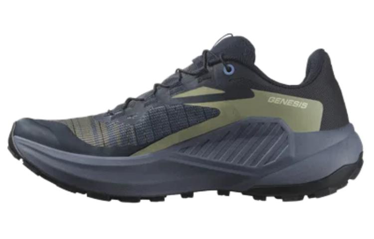 (Women) Salomon Genesis Trail Running Shoes Black Blue Green - Comfortable & Stylish 474432