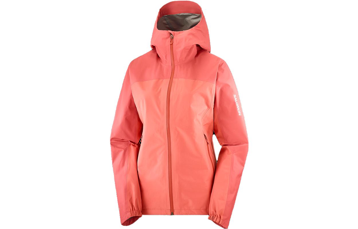 (Women) Salomon Mineral Red Waterproof Outline Hooded Jacket LC2111000