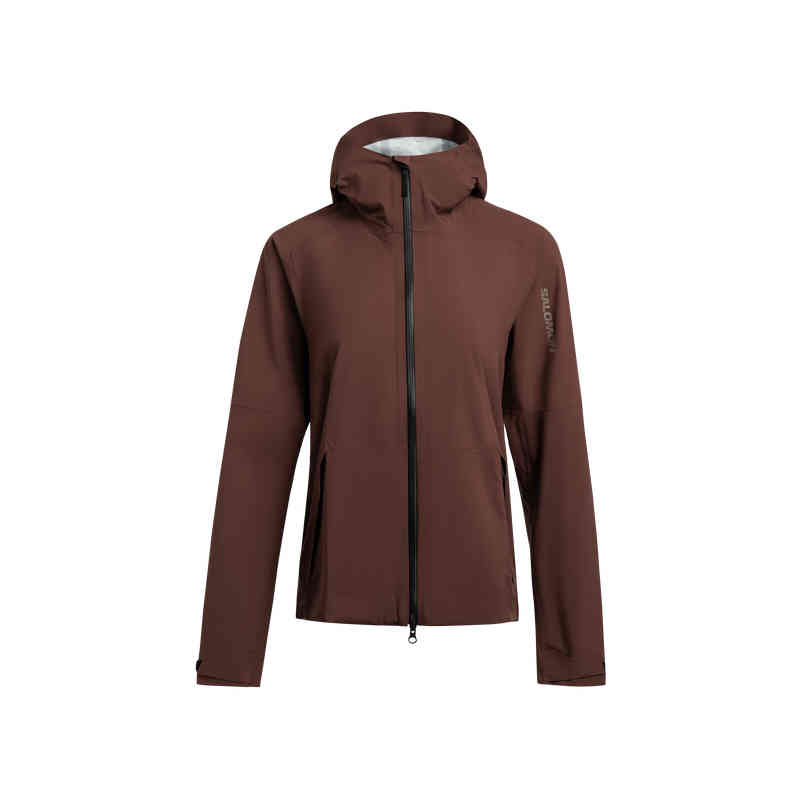 (Women) Salomon Outerpath 25L Waterproof Breathable Hiking Jacket Red Brown LC2317400