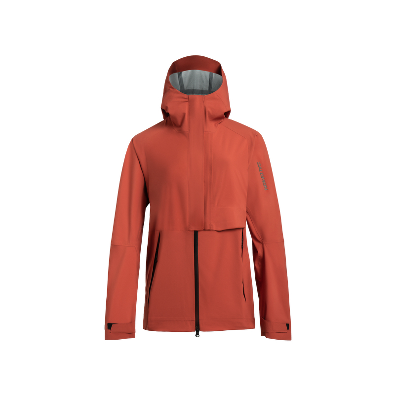(Women) Salomon Outerpath WP Pro Jacket Waterproof Breathable Hiking Jacket Brown LC1302900