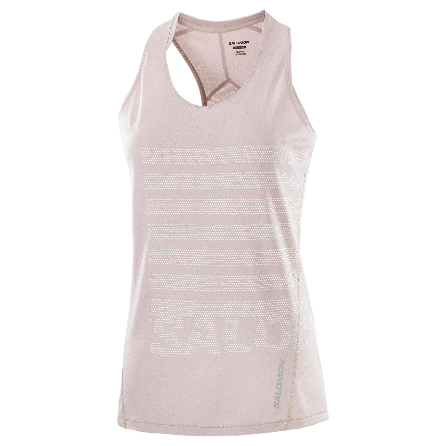 (Women) Salomon Sense Aero Pink Striped Running Tank - Soft & Comfortable Fit LC2696000