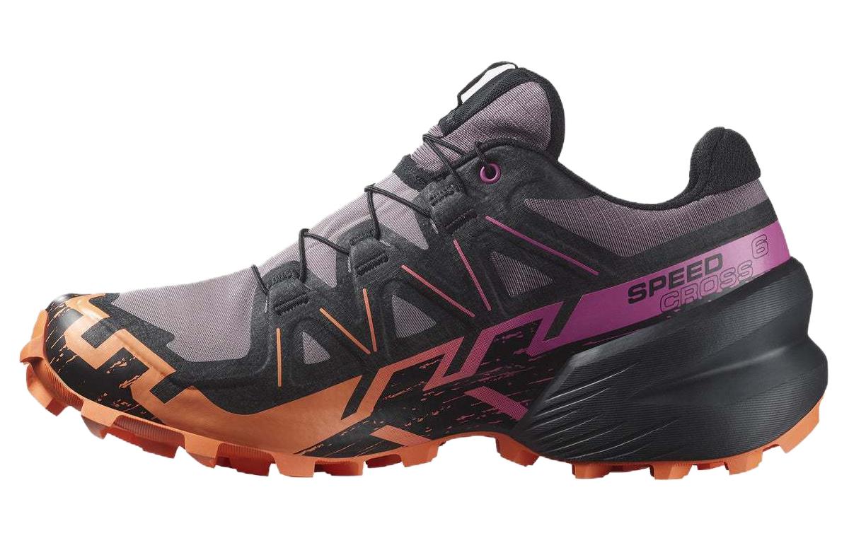 (Women) Salomon Speedcross 6 Running Shoes Purple/Black/Orange - Comfort & Traction 474657