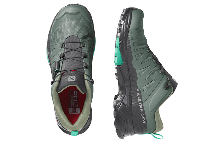 Lookbook Salomon X Ultra 4 Gore-Tex 低帮耐磨戶外功能鞋 女款 黑綠