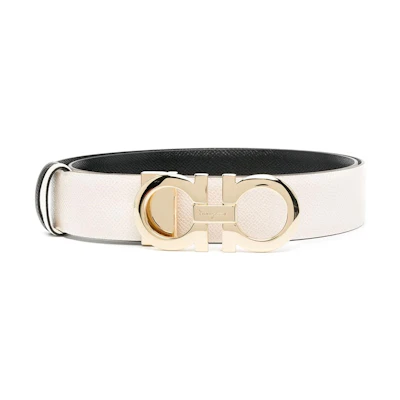 (Women) Salvatore Ferragamo Gancini Reversible Belt Off-White 741530