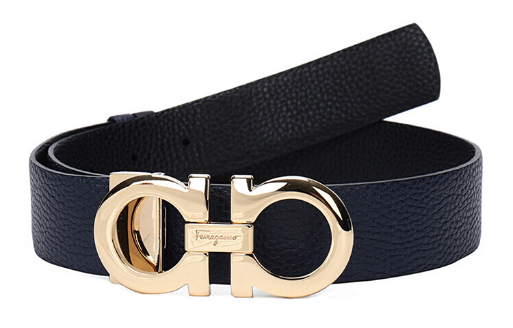 (Women) Salvatore Ferragamo Reversible Leather Belt, Navy/Black, 3.5cm 23A564-0673941