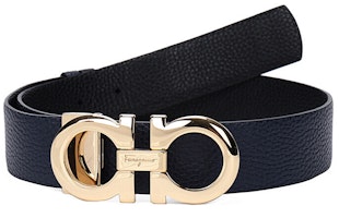 (Women) Salvatore Ferragamo Reversible Leather Belt, Navy/Black, 3.5cm 23A564-0673941 (Women) Salvatore Ferragamo Reversible Leather Belt, Navy/Black, 3.5cm 23A564-0673941