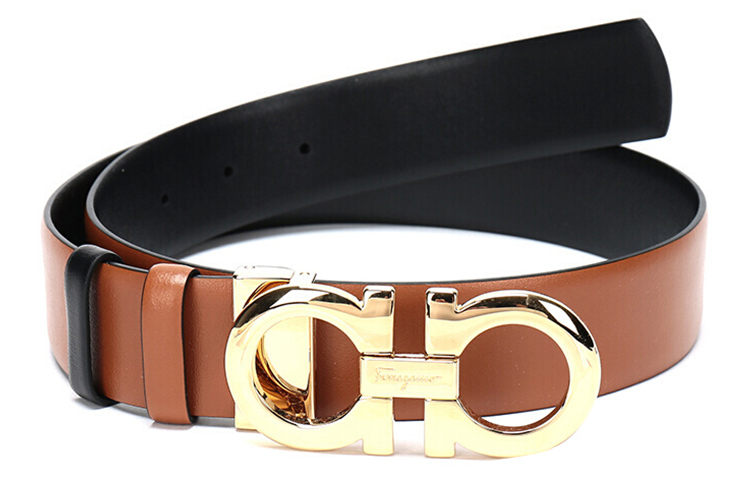 (Women) Salvatore Ferragamo Reversible Leather Belt Brown/Black 3.5cm 23A564-0674471