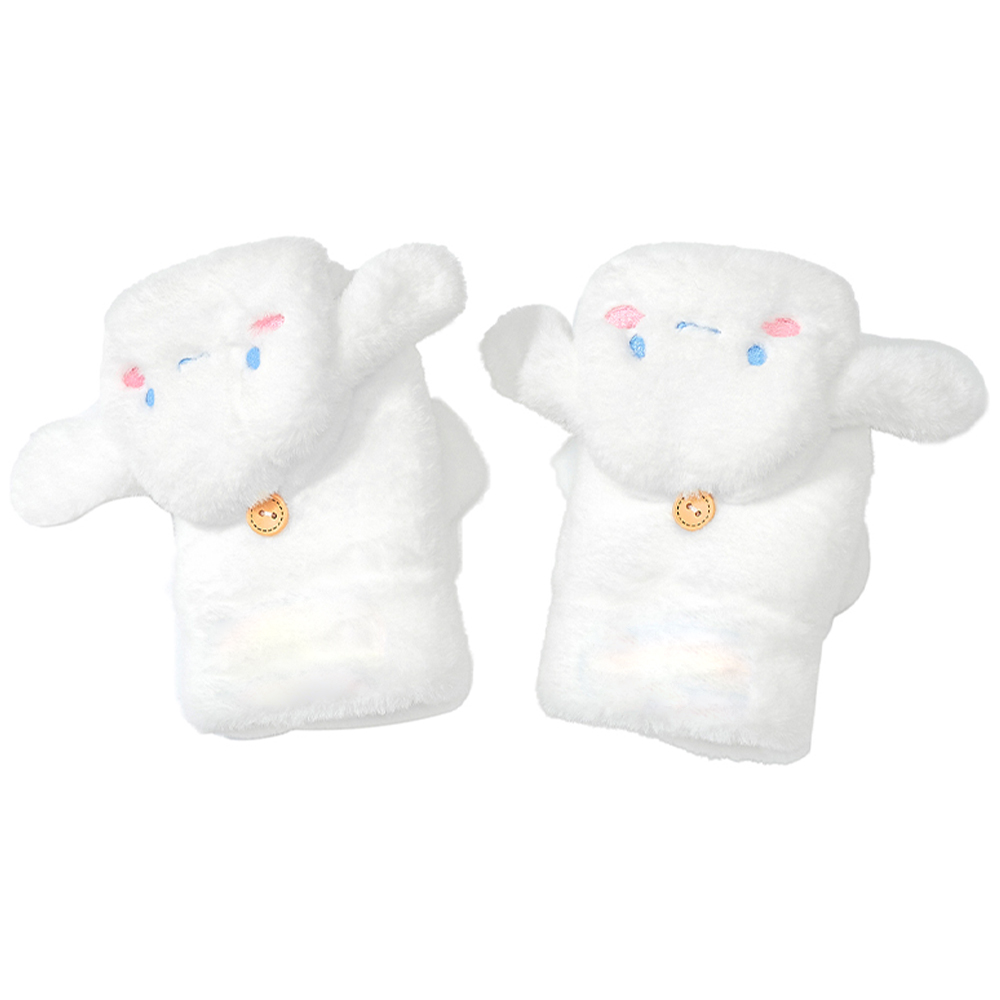 (Women) Sanrio Cinnamoroll Flip Mittens Cute Warm Fleece Outdoor Gloves for Women ST5005