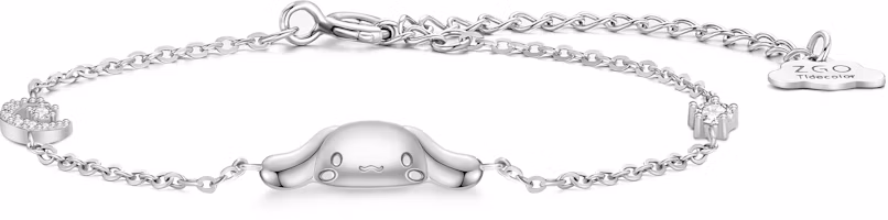 (Women) Sanrio Cinnamoroll Star Moon Silver Bracelet with Cubic Zirconia - Gift. 6057-Cinnamon Dog Star Moon Bracelet (Women) Sanrio Cinnamoroll Star Moon Silver Bracelet with Cubic Zirconia - Gift. 6057-Cinnamon Dog Star Moon Bracelet