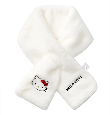 (Women) Sanrio Hello Kitty Embroidered White Fleece Scarf - Cute & Warm Winter Accessory ZM4034 Buy (Women) Sanrio Hello Kitty Embroidered White Fleece Scarf - Cute & Warm Winter Accessory ZM4034