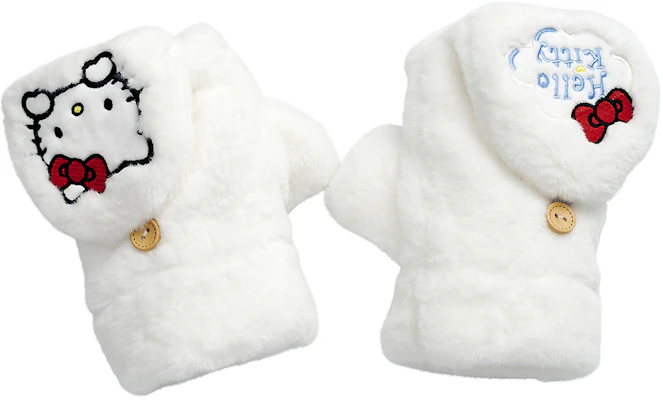 (Women) Sanrio Hello Kitty Flip Plush White Gloves - Cute, Cozy, Winter Essential ST5002 Buy (Women) Sanrio Hello Kitty Flip Plush White Gloves - Cute, Cozy, Winter Essential ST5002