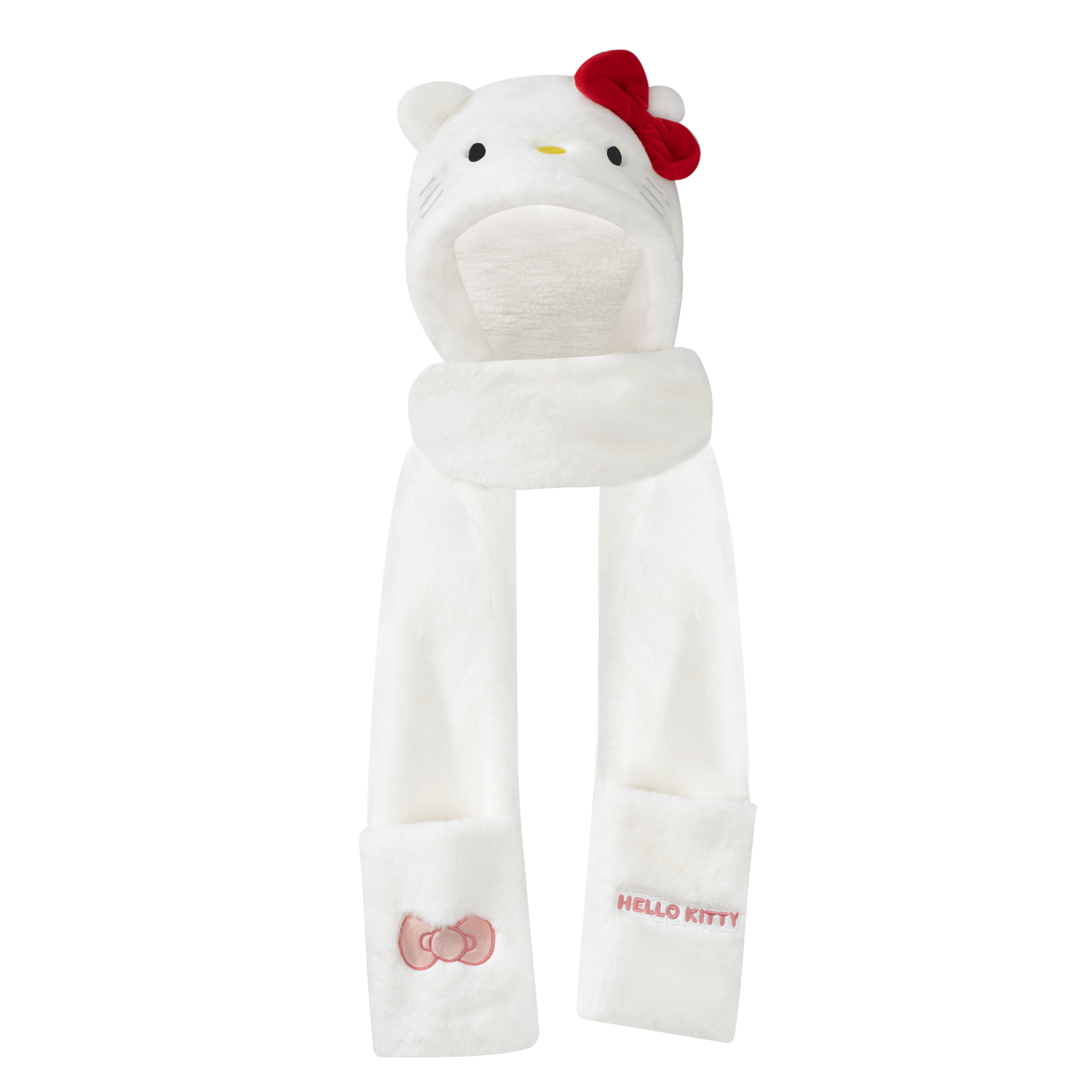 (Women) Sanrio Hello Kitty Plush 3-Piece Hat Scarf Gloves Set - Cute, Cozy & Stylish for Women SM2013