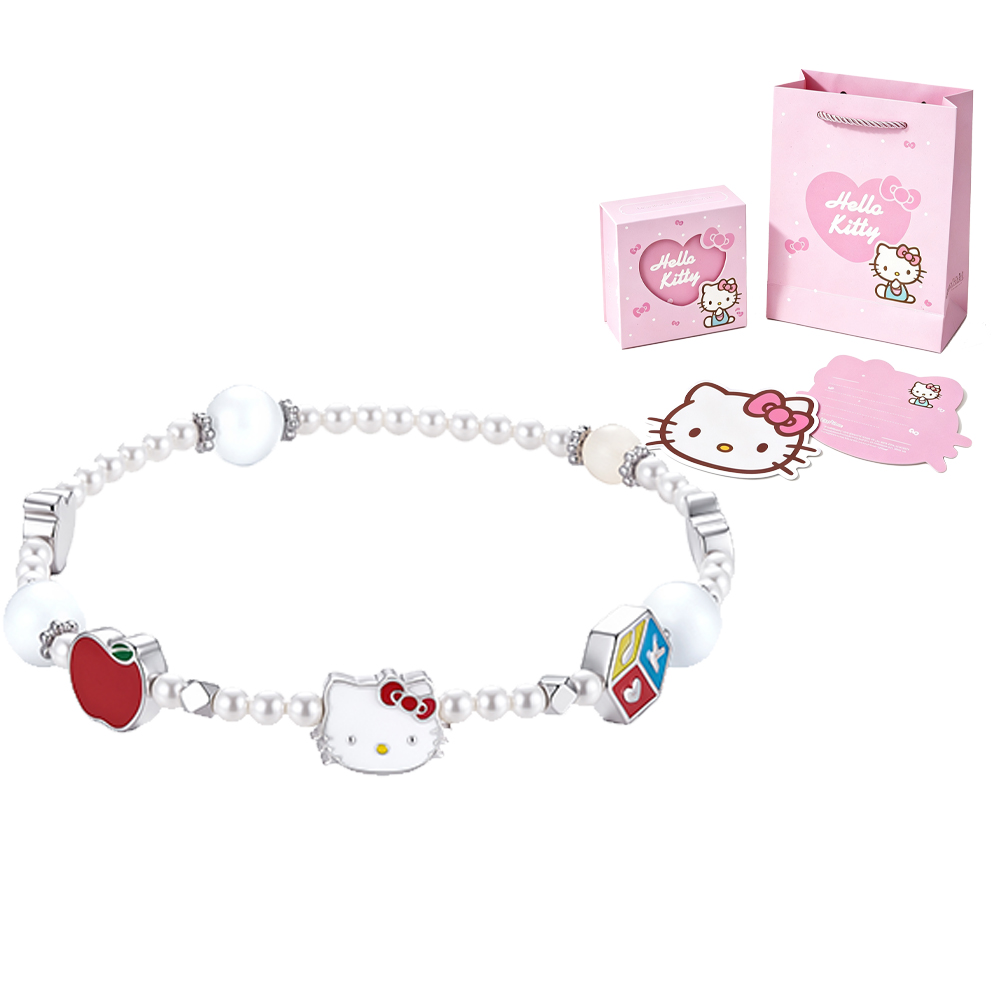 (Women) Sanrio Hello Kitty Princess Style Heart & Butterfly Pearl Alloy Bracelet for Women XF-SL00021