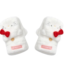 (Women) Sanrio Hello Kitty White Bow Plush Flip Gloves for Women - Cute & Warm Outdoors. ST5009 (Women) Sanrio Hello Kitty White Bow Plush Flip Gloves for Women - Cute & Warm Outdoors. ST5009