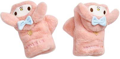 (Women) Sanrio My Melody Pink Bow Flip-Top Fleece Gloves for Women - Cute & Warm Outdoor Wear ST5007 Powder (Women) Sanrio My Melody Pink Bow Flip-Top Fleece Gloves for Women - Cute & Warm Outdoor Wear ST5007 Powder