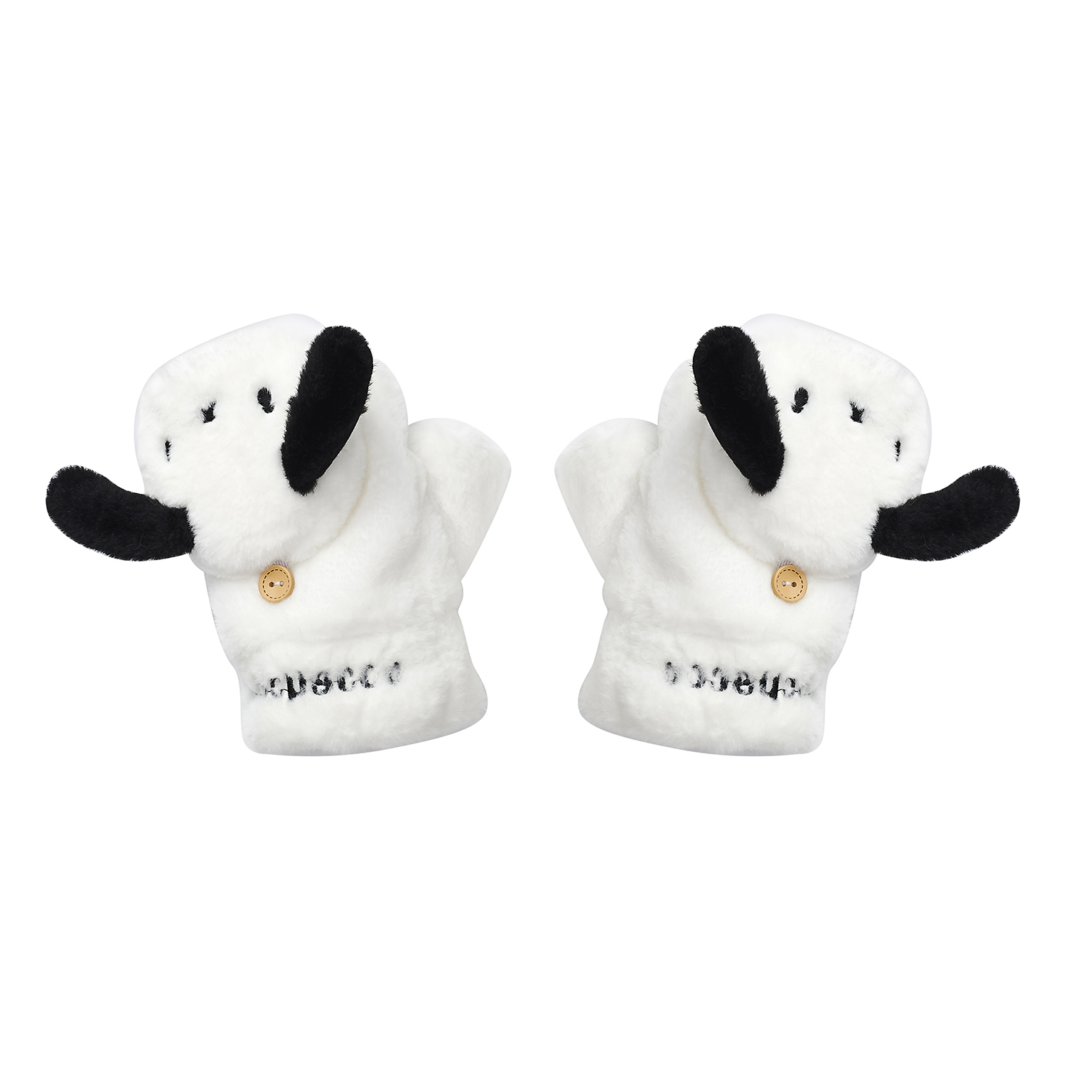 (Women) Sanrio Pochacco Ear Warmer Open-Toe Outdoor Polyester Knit Gloves for Women ST5008