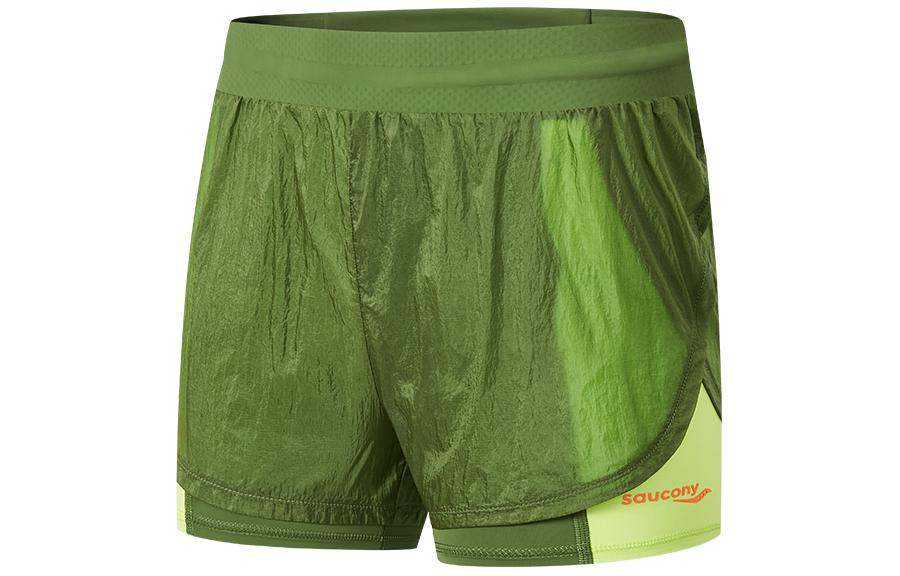 (Women) Saucony  2-in-1 Lined Running Shorts Dark Green SC1249002B-GE56