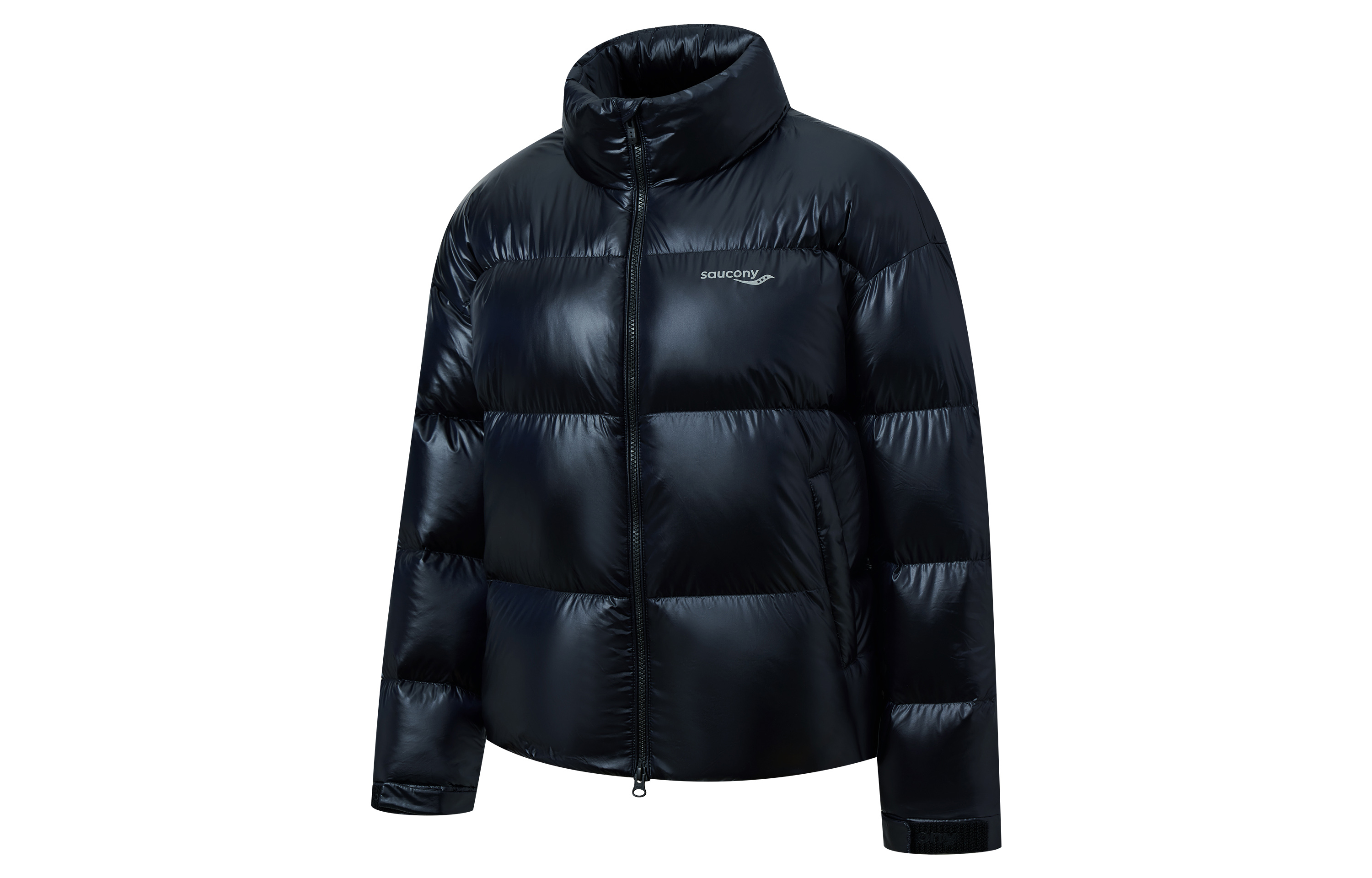 (Women) Saucony  Solid Black Down Jacket with Stand Collar SC1220006B-BK01