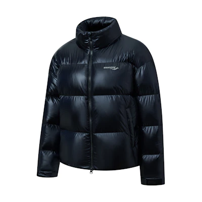 (Women) Saucony Solid Black Down Jacket with Stand Collar SC1220006B-BK01