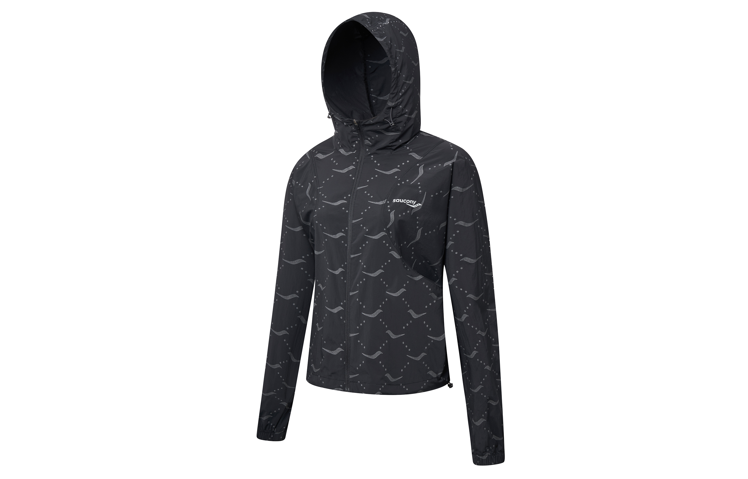 (Women) Saucony All-over Print Breathable Running Jacket Black SC1230076A-PR05