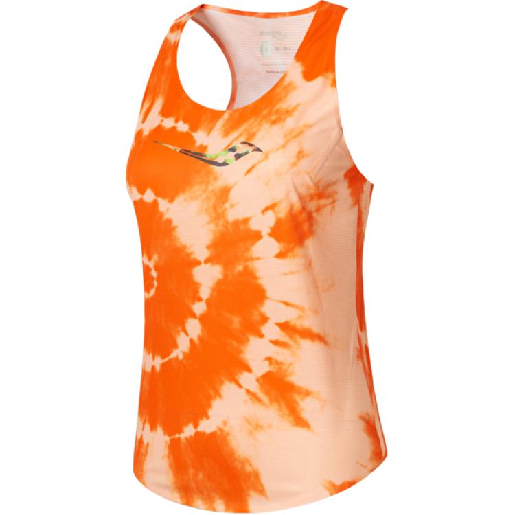 (Women) Saucony All-Over Print Sleeveless Pullover Tank Top Orange (Womens) SC1229228-1