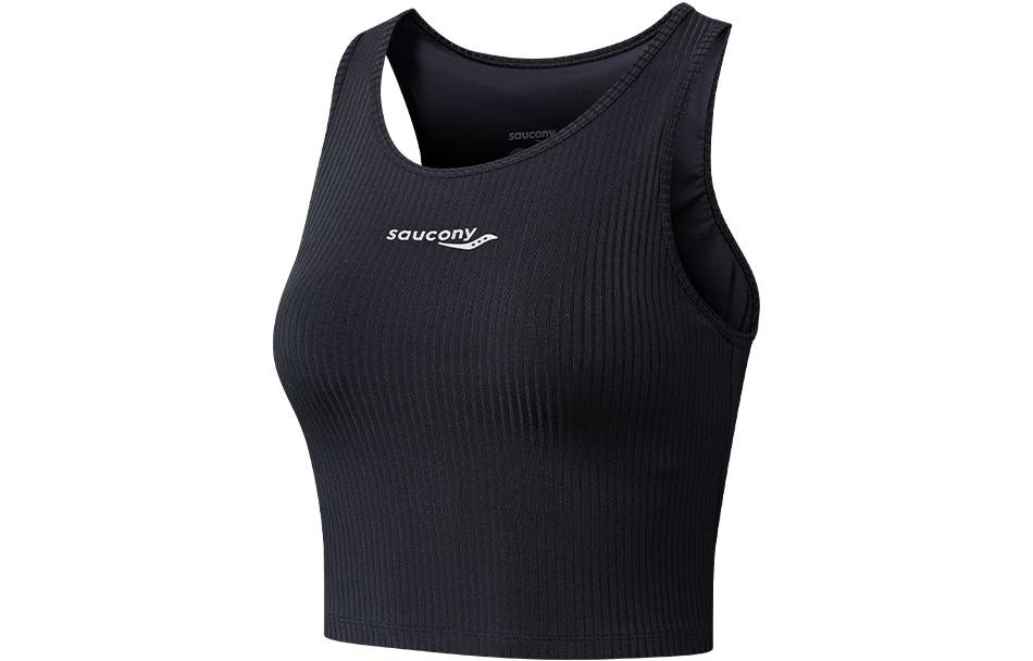 (Women) Saucony Black Slim-Fit Solid Color Running Vest Tank Top SC1239142-2