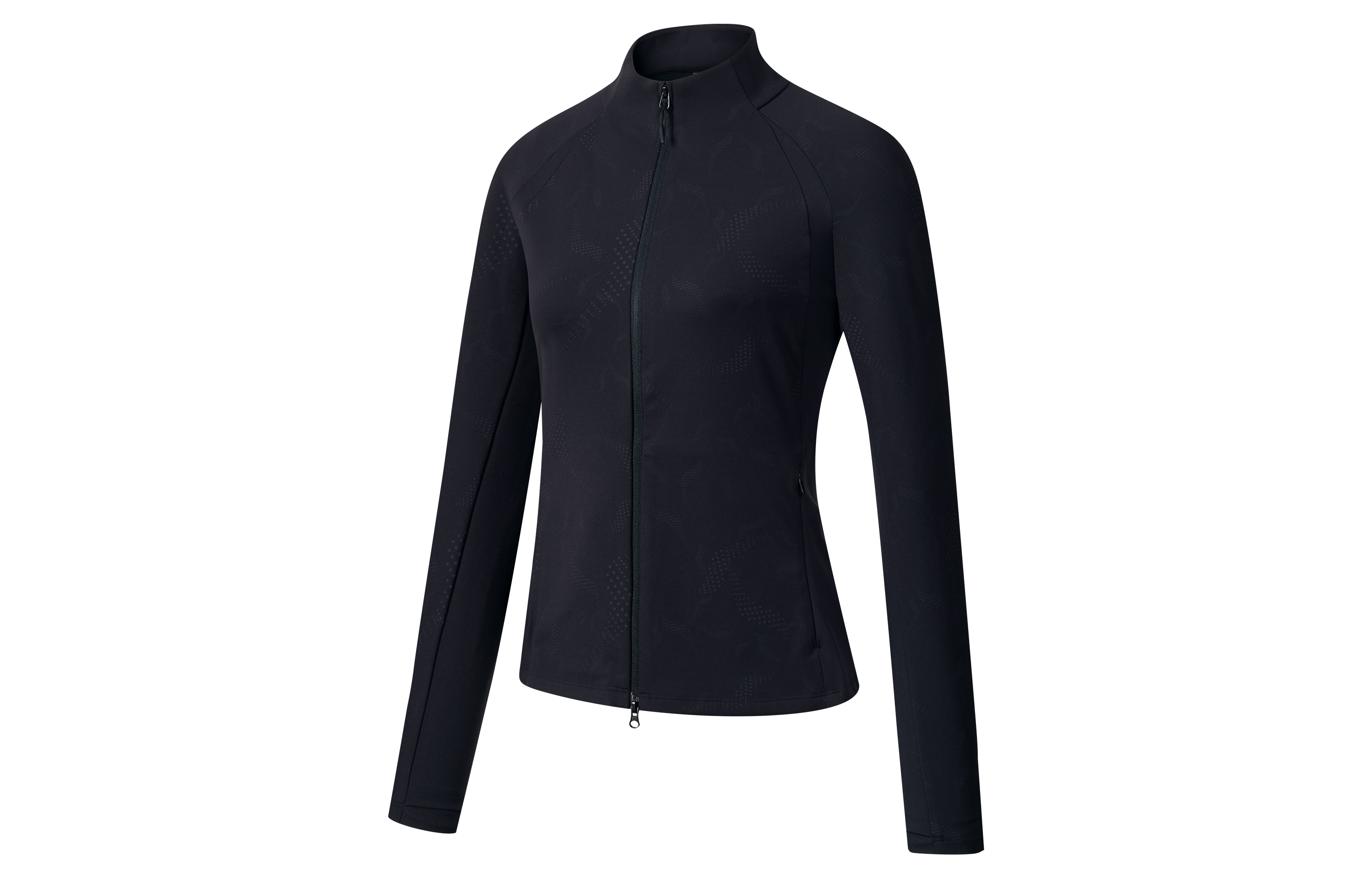 (Women) Saucony Black Solid Zip-Up Stand Collar Long Sleeve Jacket SC1249044A-PR151