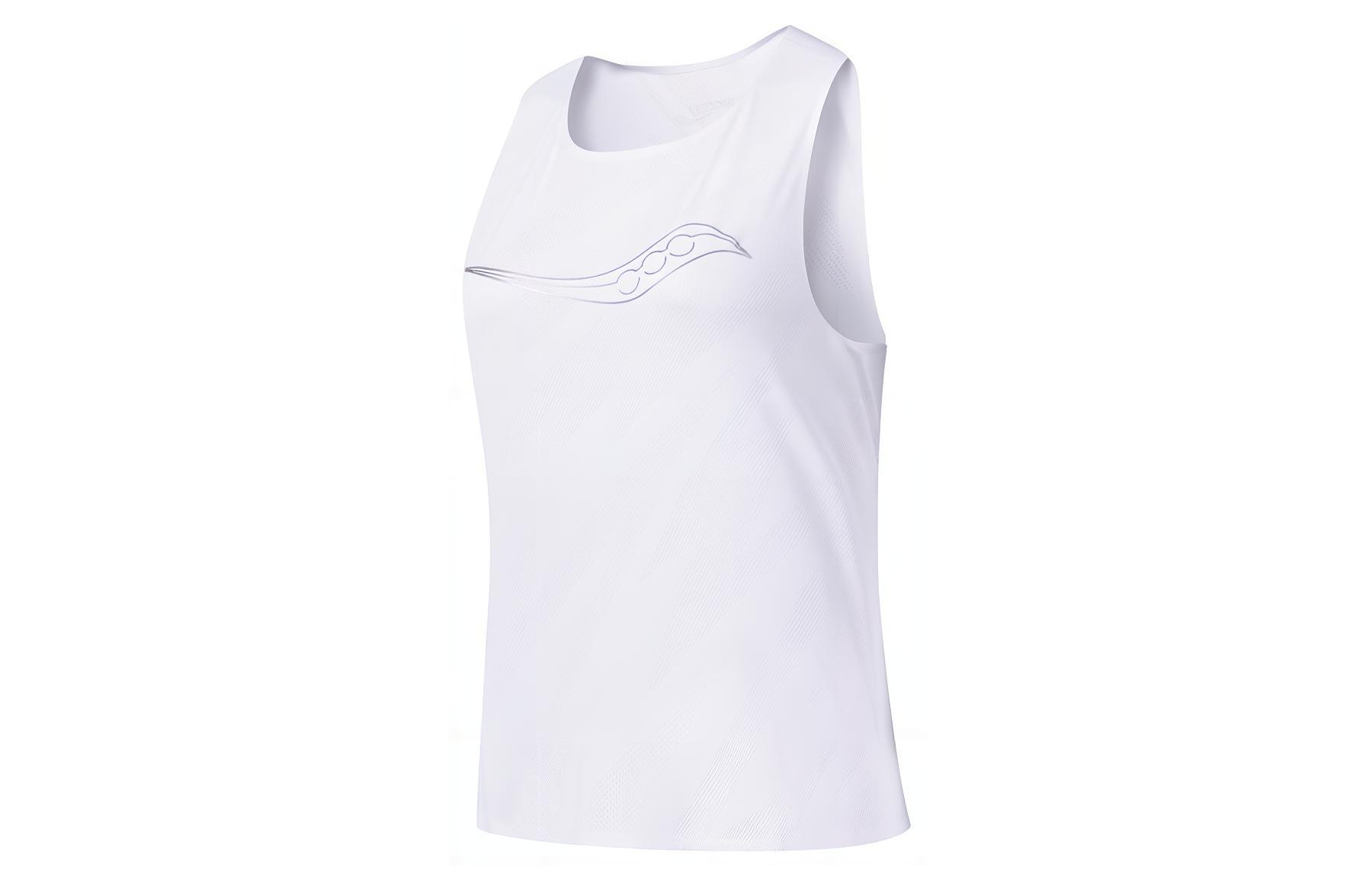 (Women) Saucony Logo Knit Breathable Comfortable Tank Top Pearl White SC1249016A-WT02