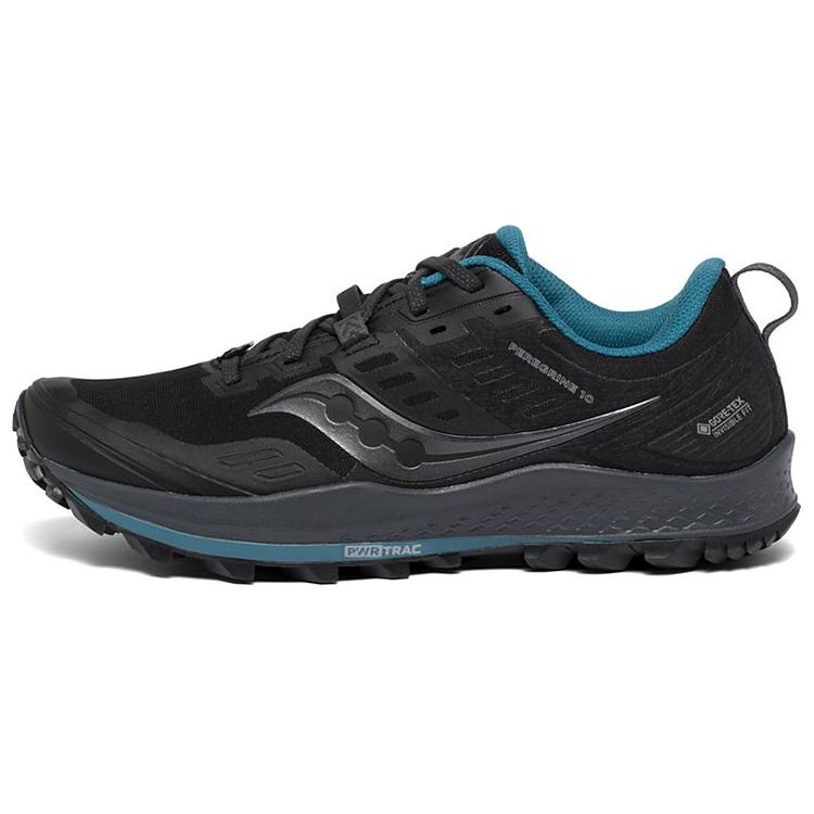 (Women) Saucony Peregrine 10 GTX Trail Running Shoes Black M Width S10542-2 (M Width)