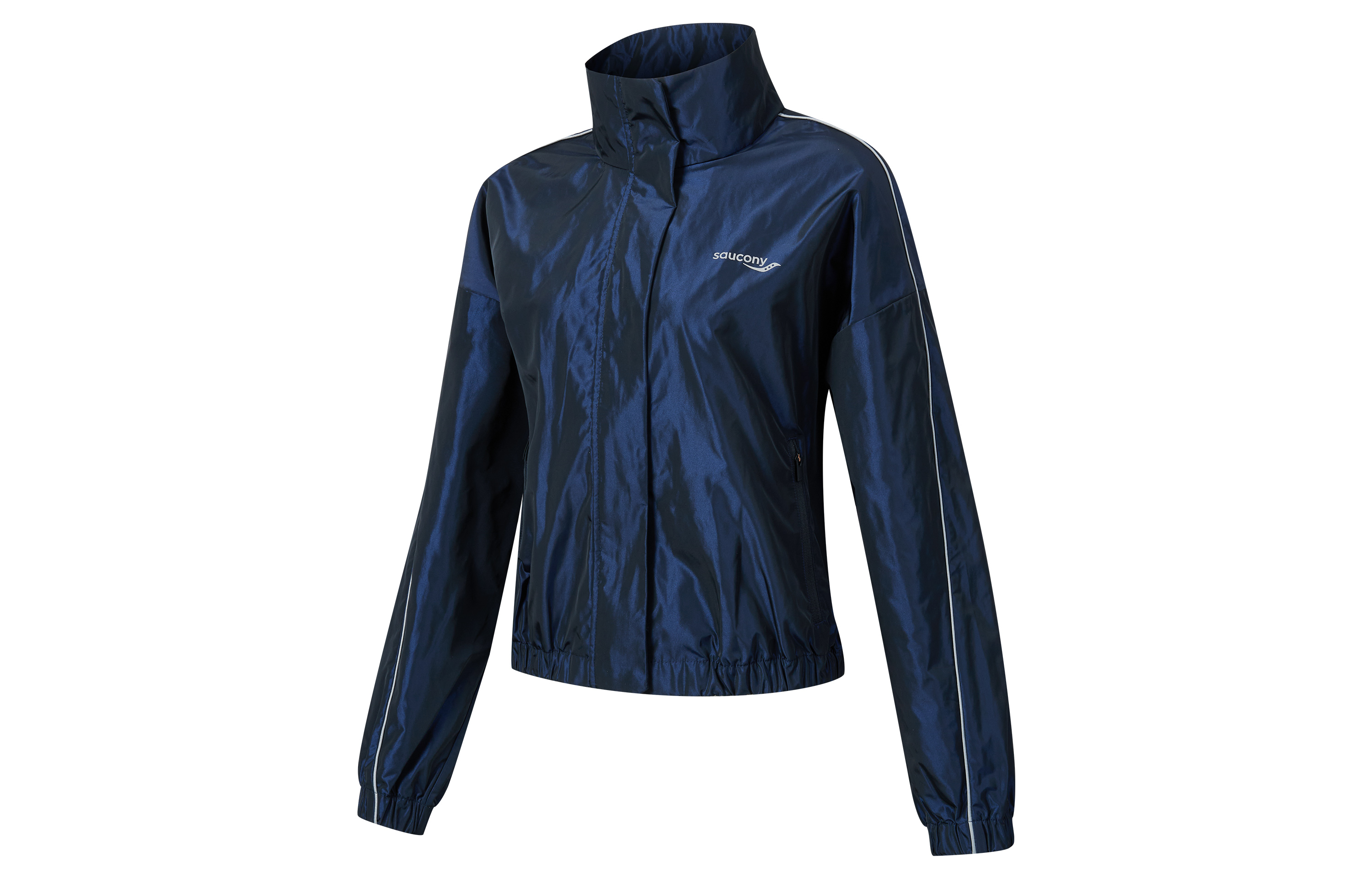 (Women) Saucony Retro Running Series Jacket Bright Black Blue Long Sleeve SC1249118A-MT10