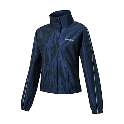 (Women) Saucony Retro Running Series Jacket Bright Black Blue Long Sleeve SC1249118A-MT10
