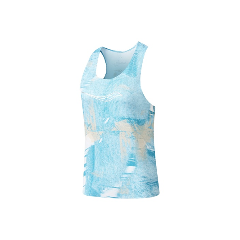 (Women) Saucony Running Series Tie-Dye Breathable Running Tank Top Women Blue Moon SC1239095-1