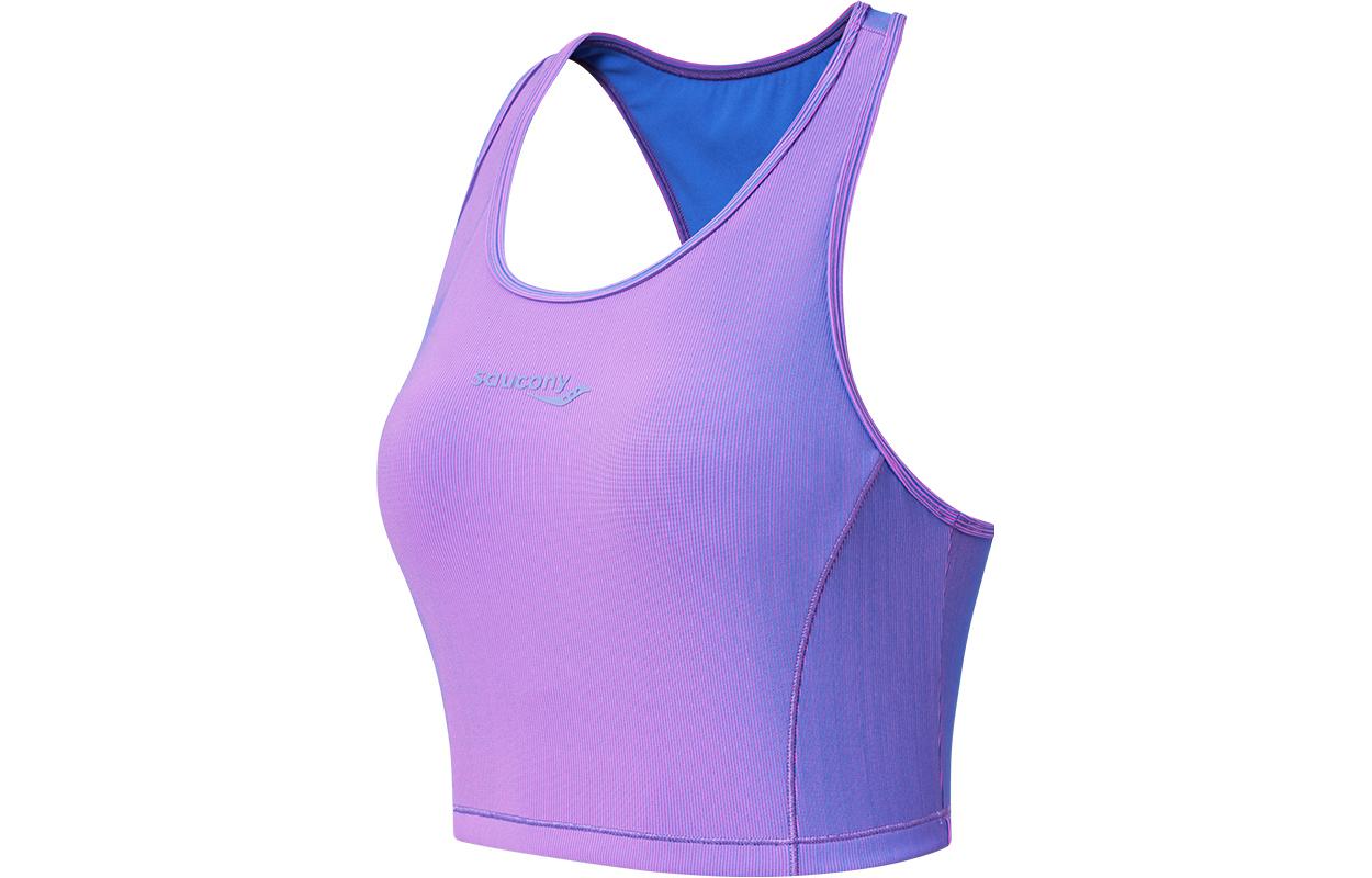 (Women) Saucony Shock-Absorbing Vest Purple Blue with Letter Print Design. SC1230225A-BL23