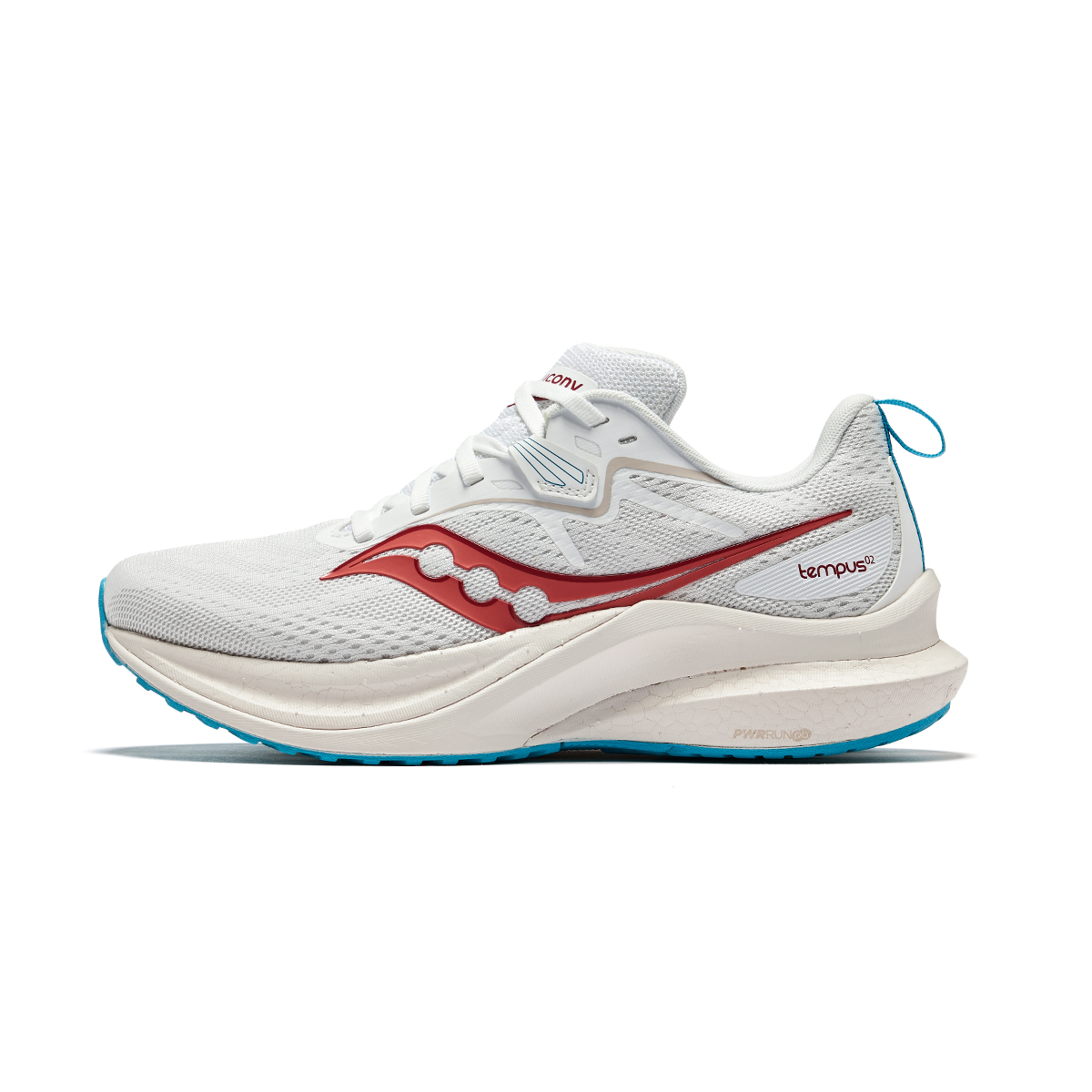 (Women) Saucony Tempus 2 Lightweight Stability Running Shoes White/Red. S10973-215
