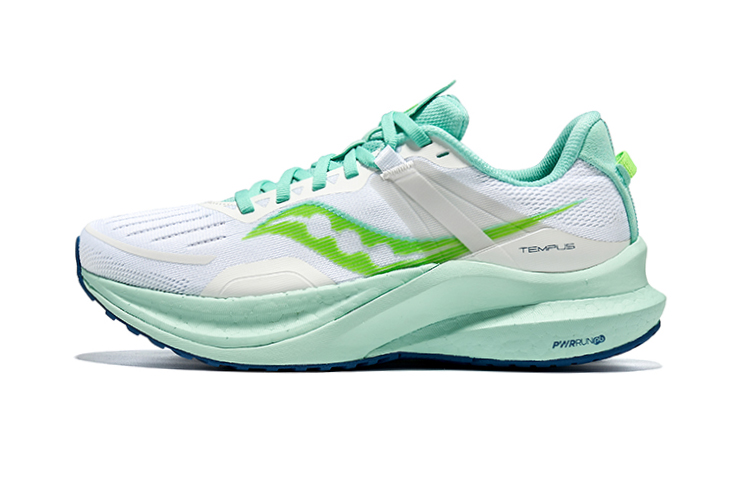 (Women) Saucony Tempus Running Shoes White Green - Breathable Cushion Low-Top. S10720-115