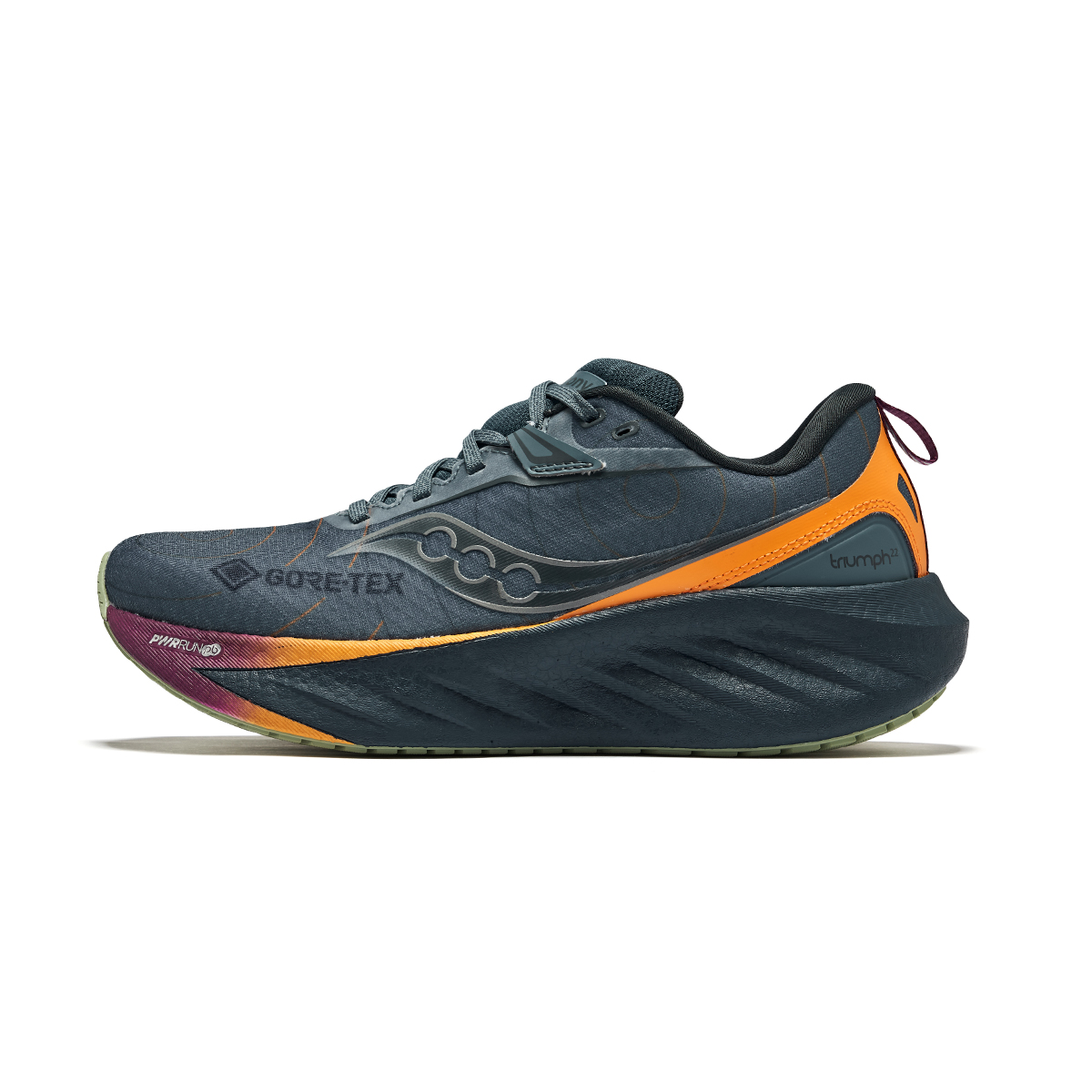 (Women) Saucony Triumph 22 GTX Running Shoes Gray/Blue - Cushioned Waterproof Trainer S10966-253