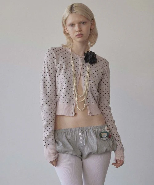 women-sculptor-baby-pink-brown-polka-dot-cardigan-sc-25-s213-pk