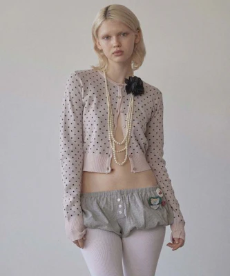 (Women) SCULPTOR Baby Pink/Brown Polka Dot Cardigan SC25S213PK Buy (Women) SCULPTOR Baby Pink/Brown Polka Dot Cardigan SC25S213PK